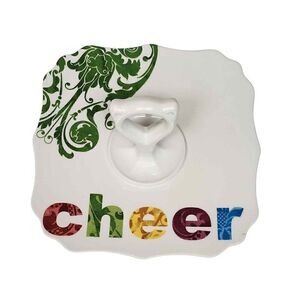 Rosanna Studio "Cheer" Square 9.5" X 9.5" Ceramic Tidbit Tray Serving Tray